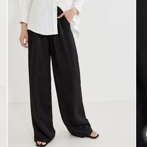 Anine Bing Carrie Elegant Black Wide-Leg Pants Sz XXS Minimalist Quiet Luxury